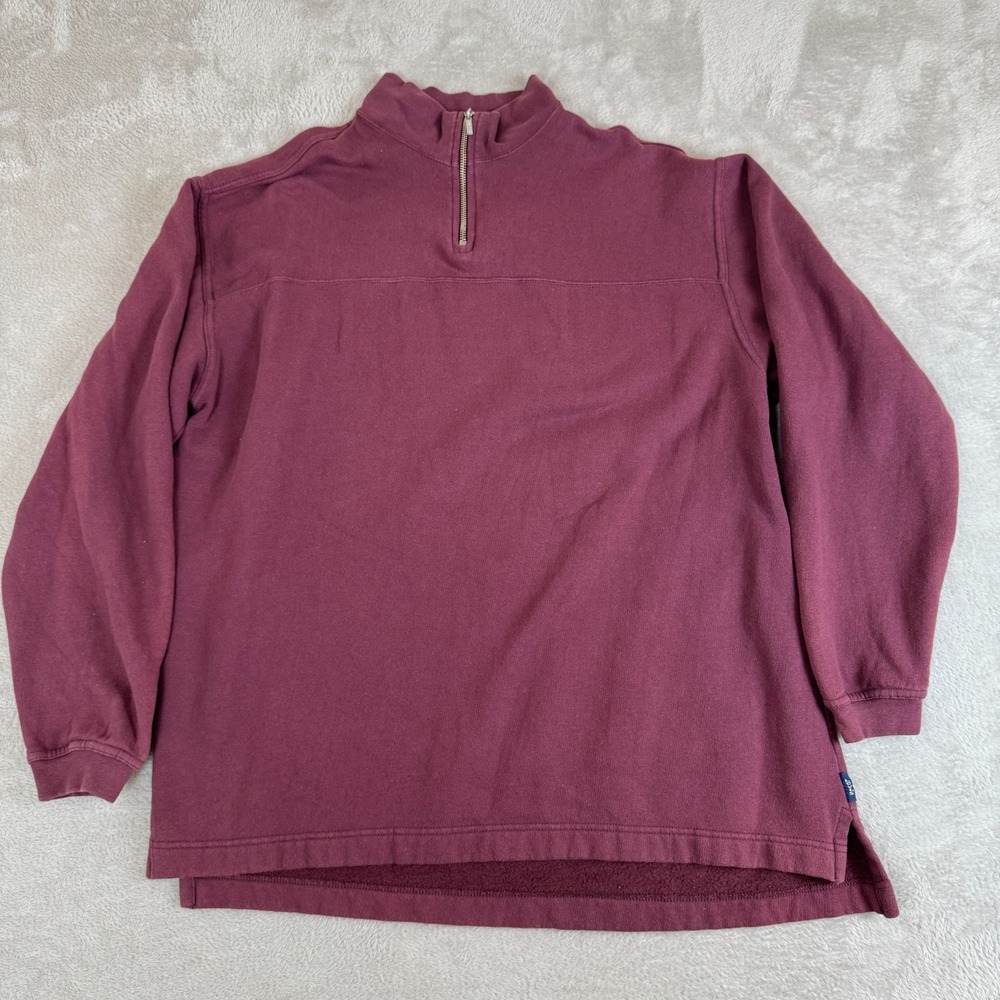 Vintage‎ Levis Sweatshirt Mens Large Red Preowned Mock Neck Quarter Zip Pullover